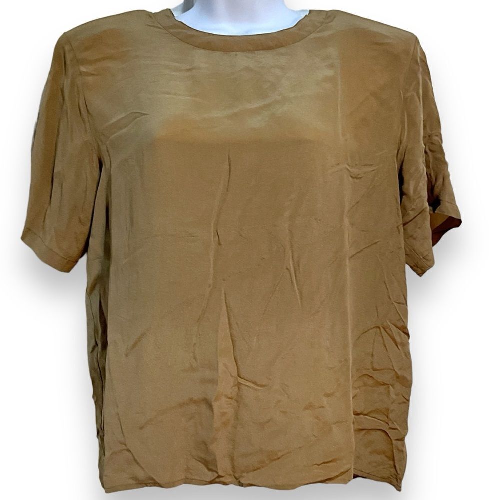 Oscar De La Renta Expressions Brown Size Large Short Sleeve Blouse Vintage